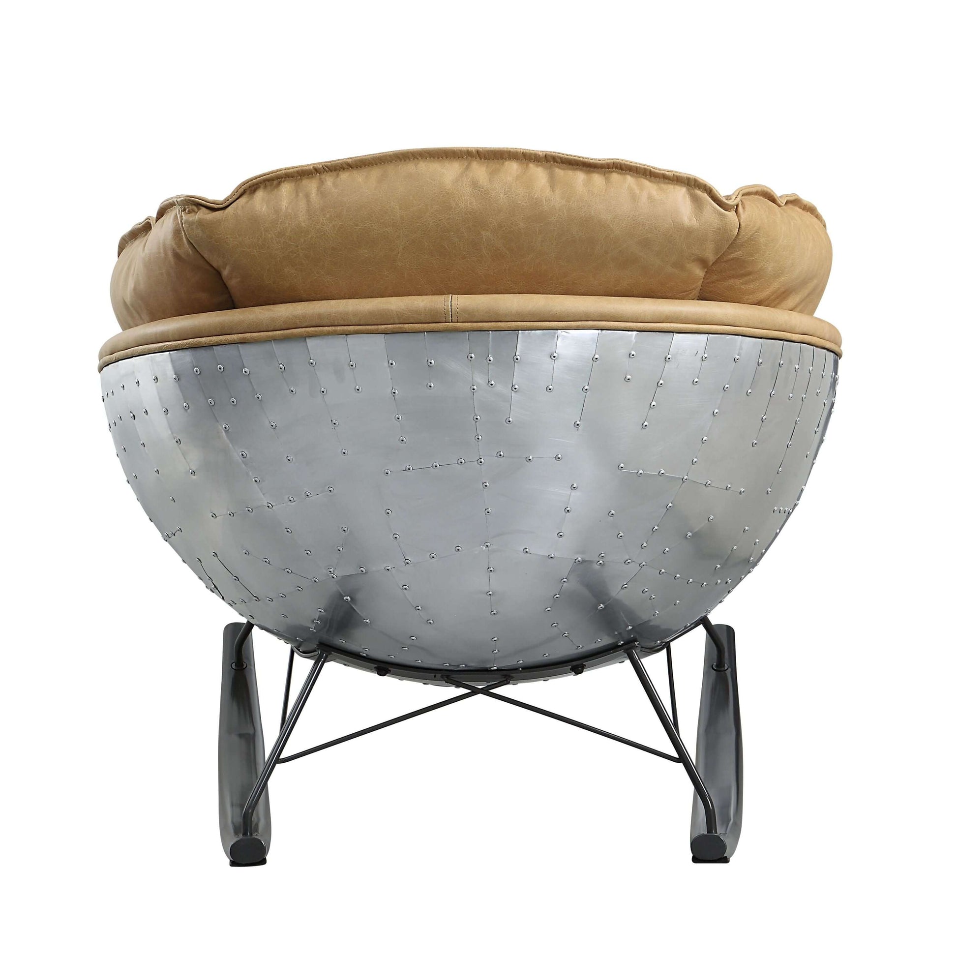 Pippin Morocco Top-Grain Leather Rocking Chair – Chrome Encased Modern Accent Rocker with plush cushion and chrome base.