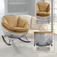 Pippin Morocco Top-Grain Leather Rocking Chair – Chrome Encased Modern Accent Rocker with loose seat and back cushion.