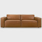 Uvalde MCM Vegan Leather Sofa – 92” Wide-Arm Upholstered Couch (Cognac, Mid-Century Modern)