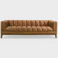 Modern Tufted PU Leather Sofa 90” – Melissa MCM Vegan Leather Couch in Cognac
