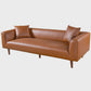 Elwood MCM Cognac Brown PU Leather Sofa 86" – Mid-Century Modern Faux Leather Couch