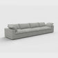 160" White Linen Blend Modular Sofa With Toss Pillows | Oversized Modern Sofa