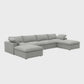 160" Linen Blend Modular Sofa with Storage Ottomans | Oversized U-Shaped Sofa