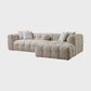 Ivory Boucle Right-Facing L-Shaped Sectional Sofa with 5 Toss Pillows 110"