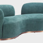 Jamela Teal Curved Sofa – 86” Shearling-Style Modern Sofa with Brass Base