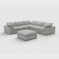 120" Linen Blend Modular L-Shaped 6-Piece Sectional with Ottoman & Storage | Reversible Corner Sectional