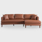 Cognac Leather Sectional Sofa Right-Facing Chaise 107” – Blake Modern Vegan Leather L-Shape Couch