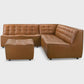 Selen MCM Vegan Leather Modular Corner Sofa Sectional with Ottoman 91" – Modern Cognac Sectional Sofa