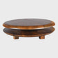 Floating Round Coffee Table | Handmade Solid Mango Wood Two-Tier Table