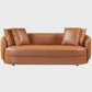 Dylan Modern Cognac PU Leather Sofa 85" – Japanese-Inspired Faux Leather Couch