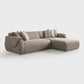 Taupe Boucle L-Shaped Sofa & Chaise Sectional with Toss Pillows | Modern 2-Piece Sectional