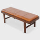 Maddox 47" Genuine Leather Bench with Solid Wood Frame | Mid-Century Modern Entryway Bench
