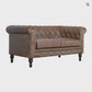 Buffalo Leather Chesterfield Loveseat 59" – Tufted Brown Leather Sofa with Rolled Arms