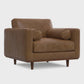 Modern Top-Grain Brown Caramel Leather Armchair 42” – Morrison MCM Leather Accent Chair