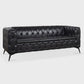Tufted Faux Leather Square Arm Sofa 84" – Mid-Century Modern Couch (3 Colors)