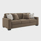 Darya Brown Suede Fabric Sofa w/4 Pillows 89"W