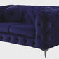 Blue Luxe Deco Velvet Sofa Loveseat 72"L