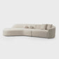 Ivory Boucle Curved Modular Sectional Sofa with Chaise & Toss Pillows | Modern 2-Piece Sectional