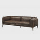 94" Chocolate Top Grain Leather Sofa with Dark Brown Legs | Modern Leather Sofa