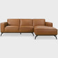 Modern Right-Facing Chaise Sofa Sectional 102” – Brenham MCM Cognac Vegan Leather L-Shape Couch