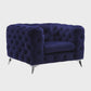 Blue Luxe Deco Tufted Velvet Armchair 41"W
