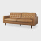 88" Brown Leather Sofa | Modern Leather Couch with Solid Wood Legs