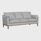 87" Gray Leather Sofa with Toss Pillows & Brown Legs | Modern Leather Sofa