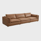 Brighton Top Grain Leather Low Profile Modular Sofa 148" – Luxury Brown Leather Sectional Sofa