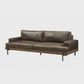 95" Chocolate Top Grain Leather Sofa with Black Legs | Modern Leather Couch
