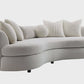 Iniko Bouclé Sofa – 105” Beige Curved Sofa with 6 Pillows (Modern Statement Couch)