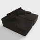 82" Black Corduroy Modular Deep Seat Sofa Chaise | Modern Lounge Sectional