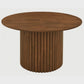 Merlin 35" Solid Wood Round Dining Table in Walnut with Ribbed Pedestal Base