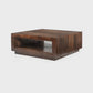 37.4" Modern Solid Wood Square Coffee Table with Open Shelf Storage