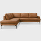 Vegan Leather Left-Facing Chaise Sofa Sectional 107.5” – Bristol MCM Cognac L-Shape Couch