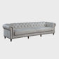 Ofer Vintage Top-Grain Leather Sofa – 122” Antique White Tufted Sofa with Nailhead Trim