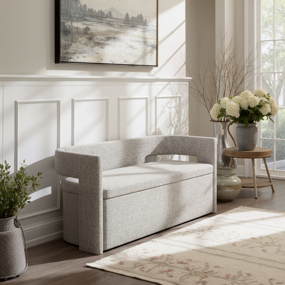 Papua Gray Storage Bench