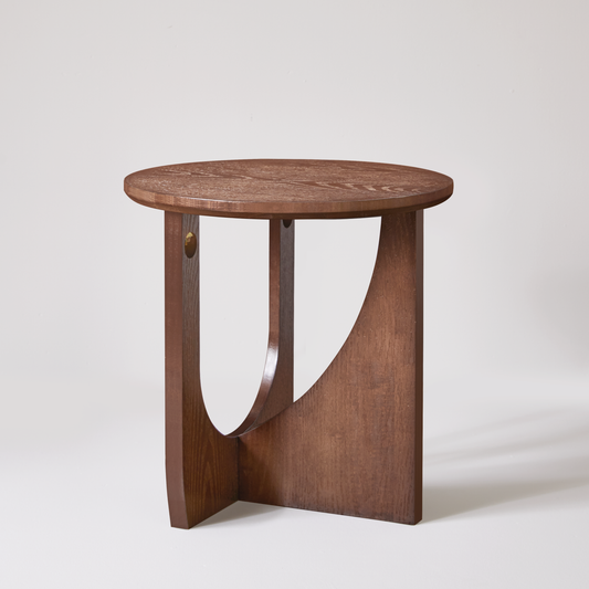 Quillon Walnut Solid Wood Accent Table – 19.68" Round End Table