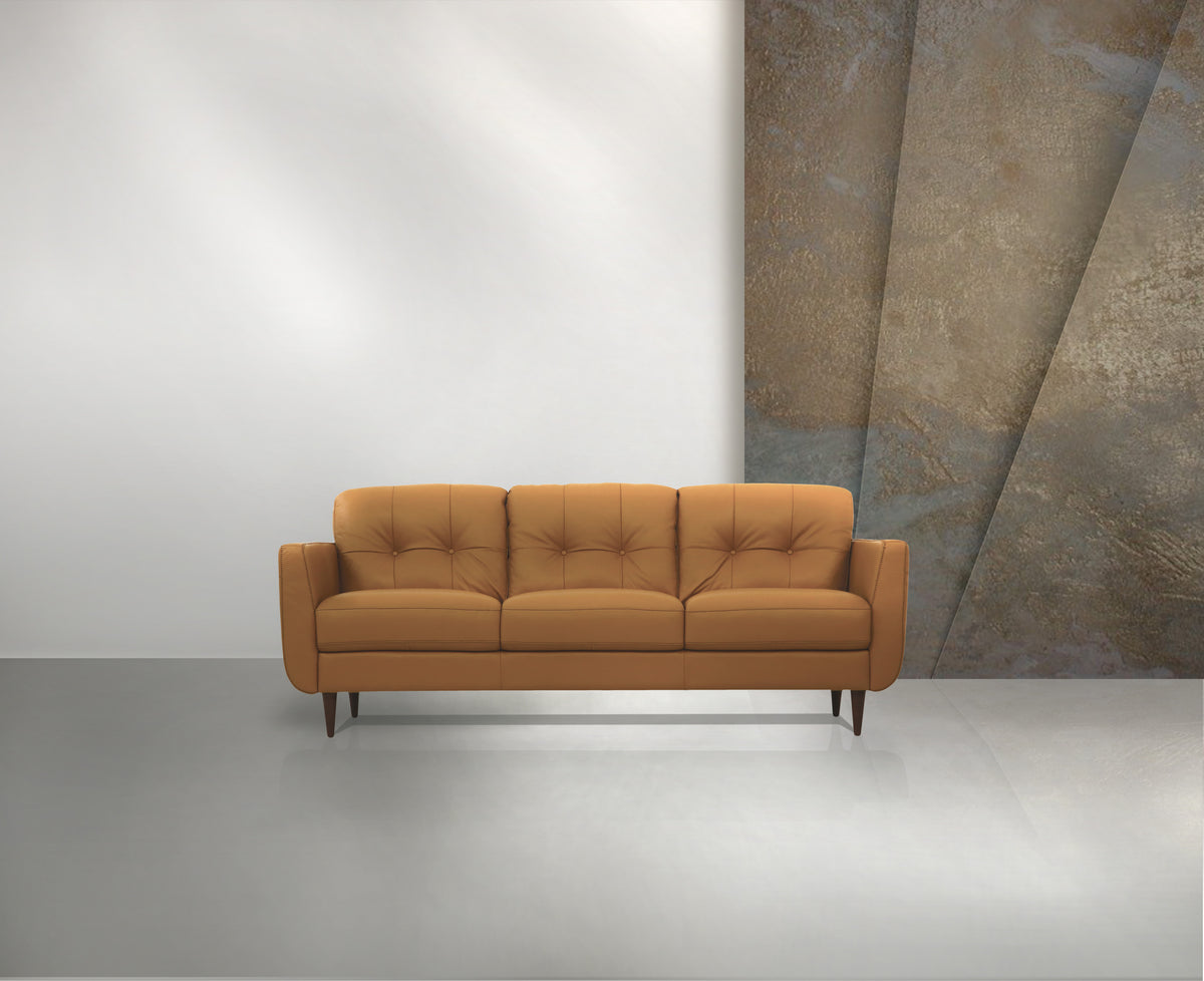 Radwan Camel Leather Sofa – 83"W Sofa – view 2