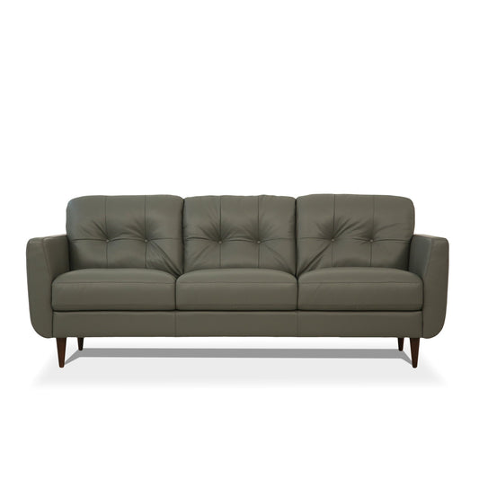 Radwan Dark Green Leather Sofa – 83" 3-Seat Sofa