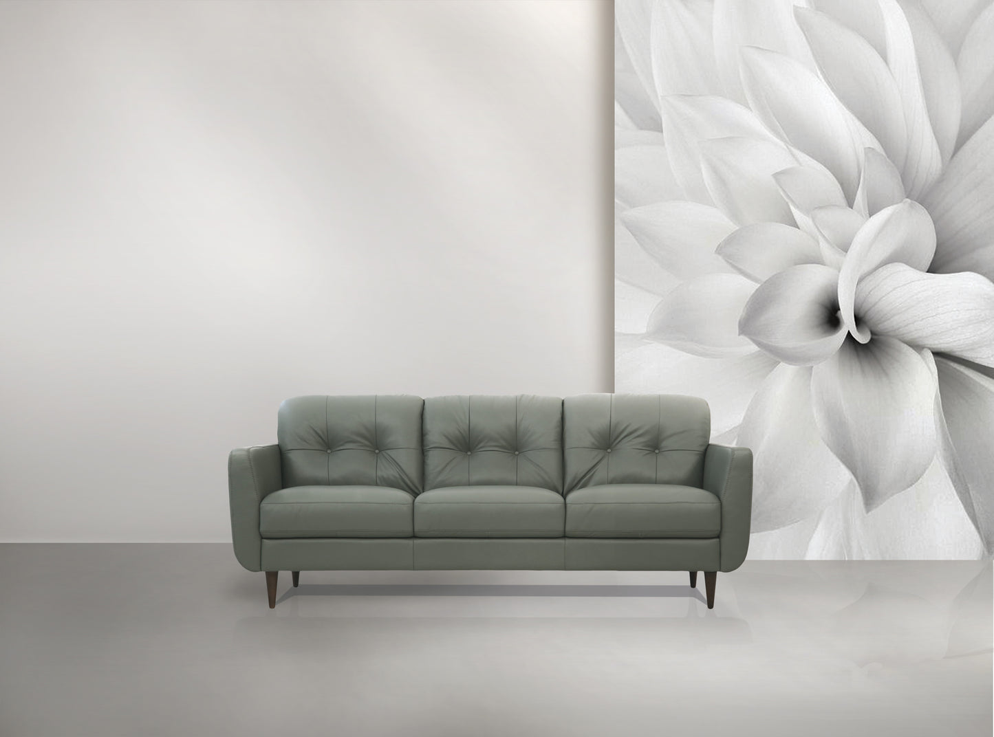 Radwan Dark Green Leather Sofa – 83" 3-Seat Sofa – view 2
