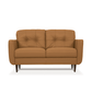 Radwan Midcentury Modern Premium Italian Sofa Leather Loveseat 59" in warm camel leather with tufted back.