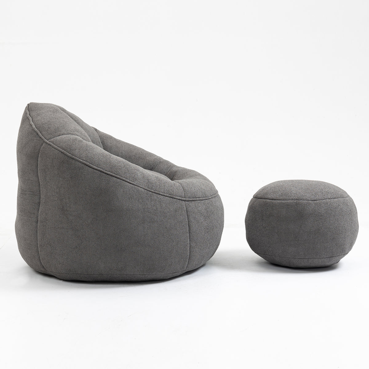 Ravenna Grey Microfiber Bean Bag Chair with Footrest – 40" Bean Bag Chair – view 16