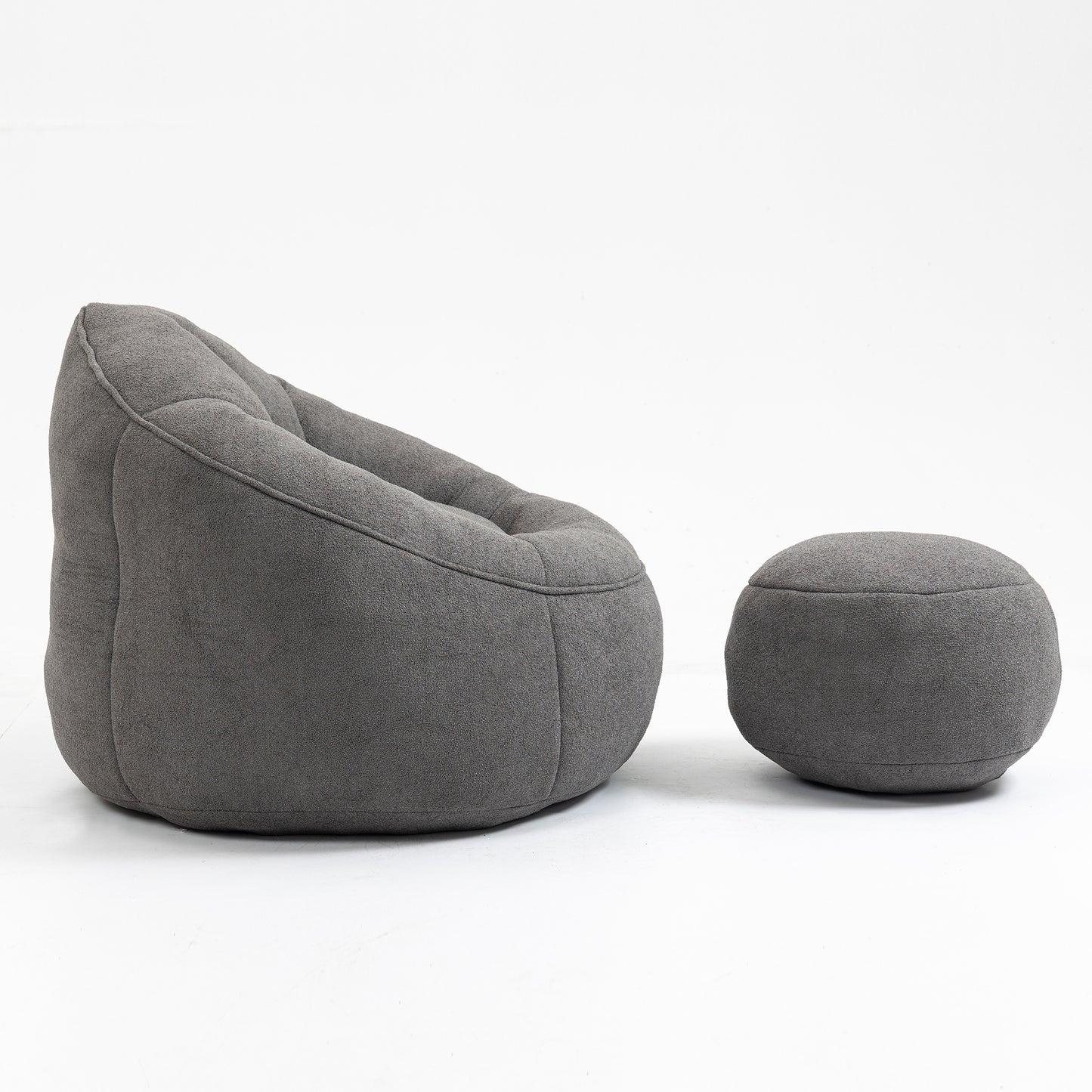 Ravenna Grey Microfiber Bean Bag Chair with Footrest – 40" Bean Bag Chair – view 16