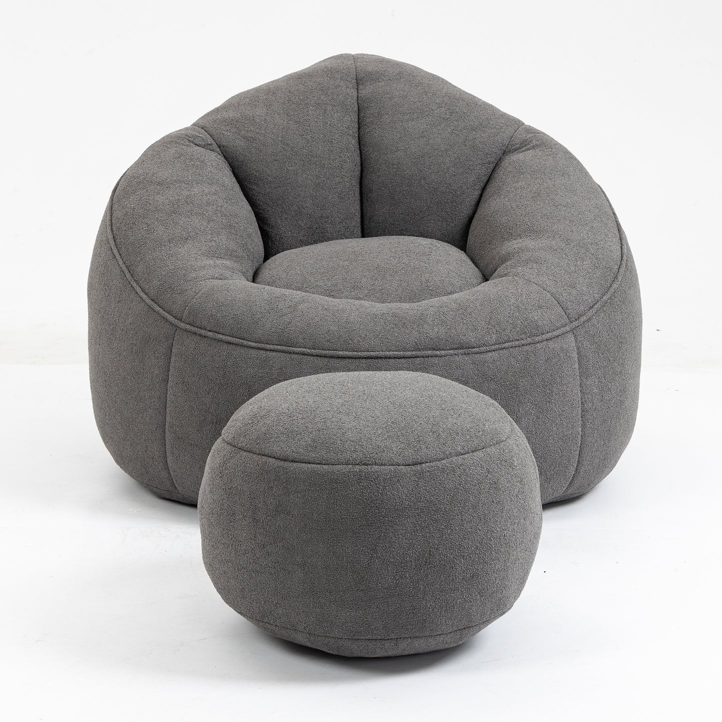 Ravenna Grey Microfiber Bean Bag Chair with Footrest – 40" Bean Bag Chair