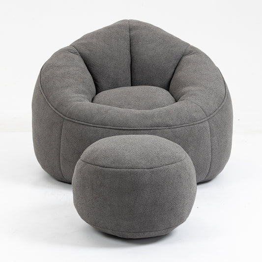 Ravenna Grey Microfiber Bean Bag Chair with Footrest – 40" Bean Bag Chair