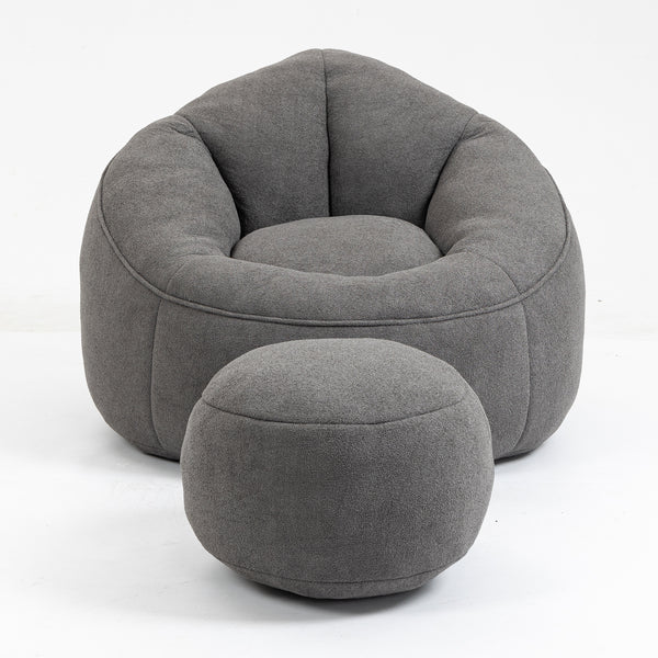 Ravenna Grey Microfiber Bean Bag Chair with Footrest – 40