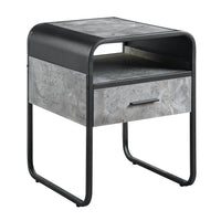 Raziela Black & Grey Synthetic Wood End Table with Drawer