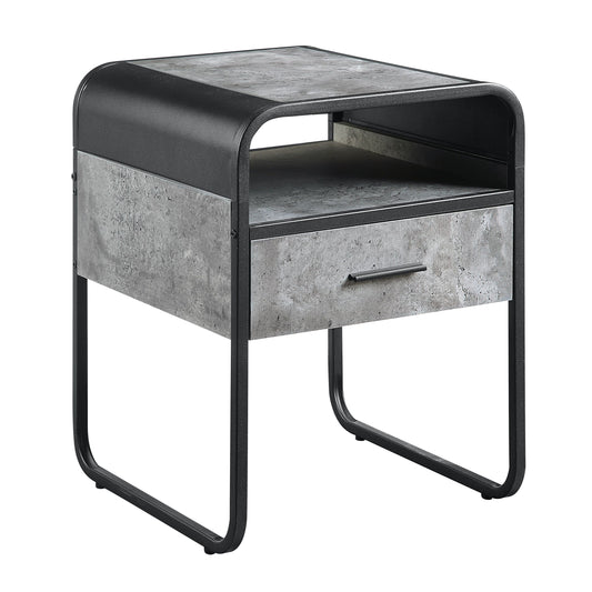Raziela Black & Grey Synthetic Wood End Table with Drawer