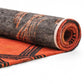 Red And White Abstract Washable Area Rug With UV Protection Area Rug | 9' x 13' rolled and ready for use.