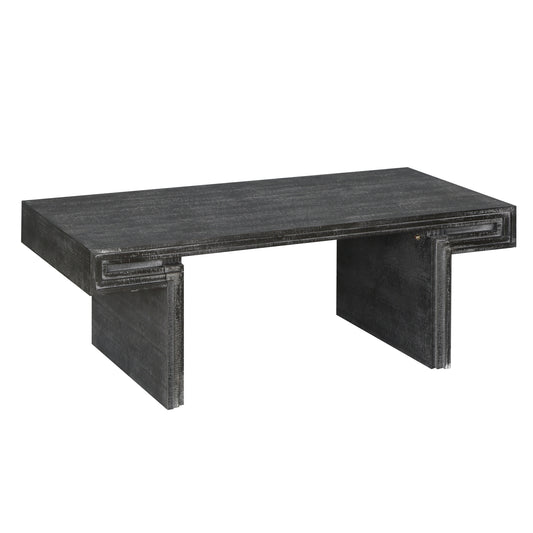 Reeve Antique Black Coffee Table – 48" Industrial Double-Tier Wood Table